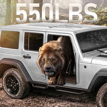 Two-Stair Black Running Boards for 2018-2026 Jeep Wrangler JL 4-Door - Nerf Bars