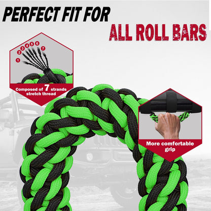 Upgraded Roll Bar Grab Handles for Jeep Wrangler & Gladiator (1955-2023, Green)