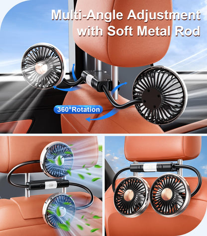Dual Head Gooseneck Car Fan for Back Seat Cooling