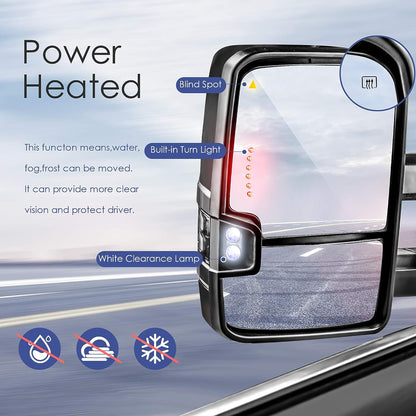Power Heated Towing Mirrors Compatible for 2007-2017 Toyota Tundra/2008-2017 Toyota Sequoia - OHMU