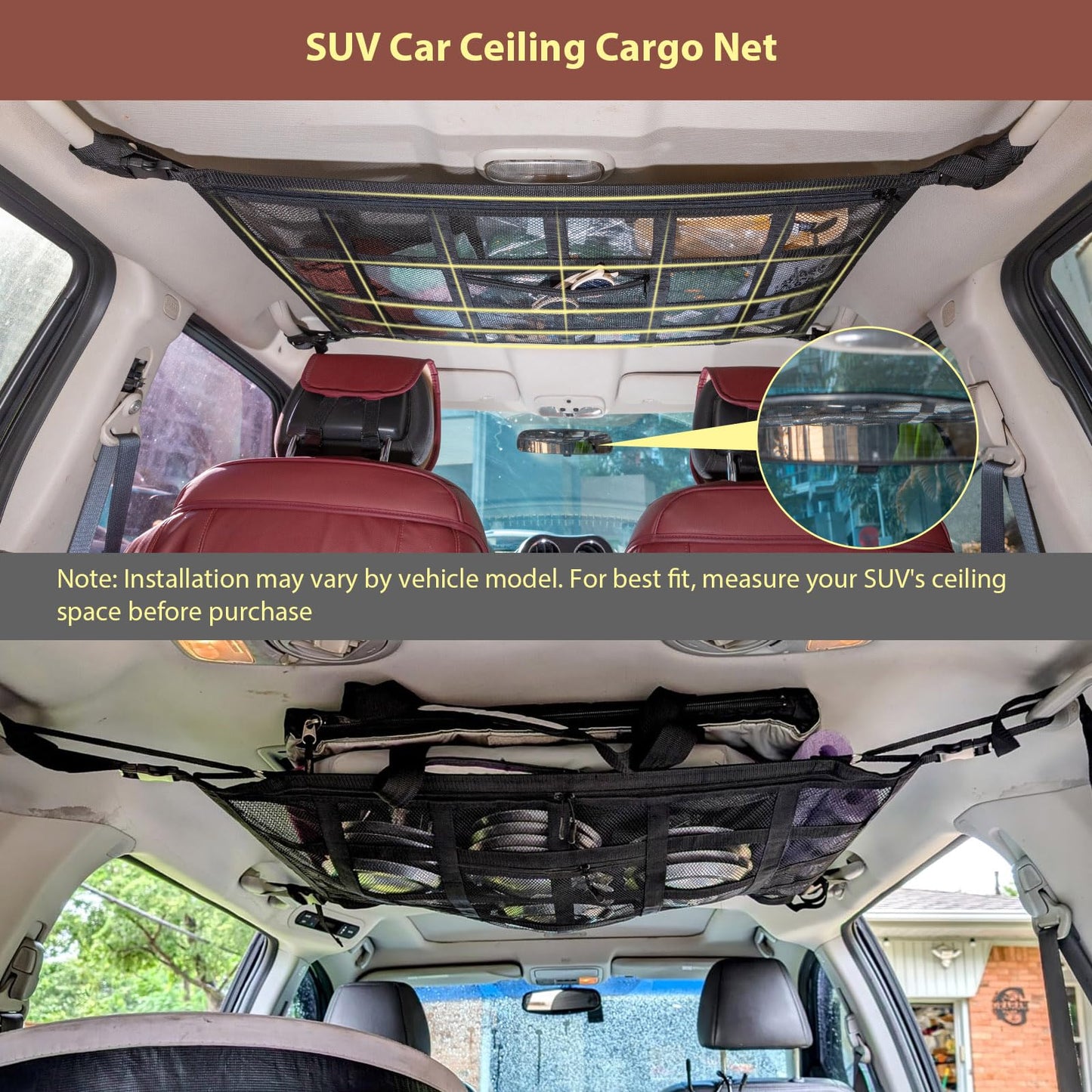 SUV Roof Cargo Net - 35.4"x23.6" Double-Layer Mesh for F-150, Jeep, CRV, RAV4 & Van