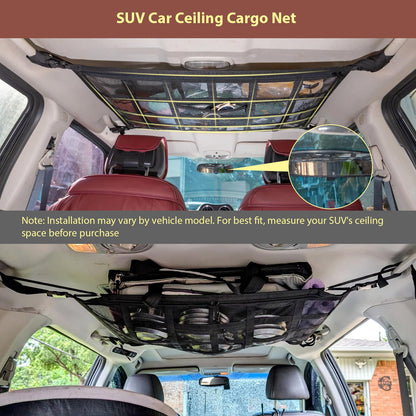 SUV Roof Cargo Net - 35.4"x23.6" Double-Layer Mesh for F-150, Jeep, CRV, RAV4 & Van