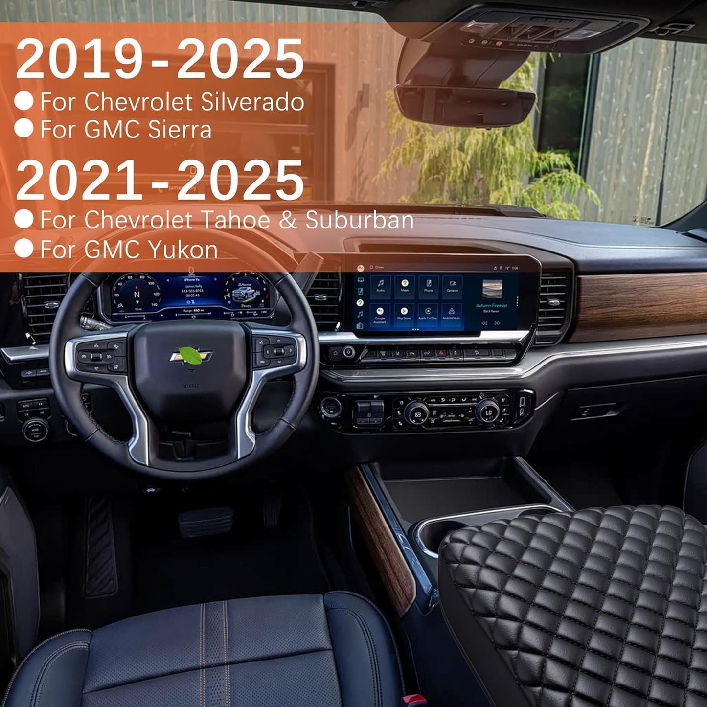 Center Console Cover for 2019-2026 Chevy/GMC 1500 & Full-Size SUVs - Anti-Scratch Armrest Cover