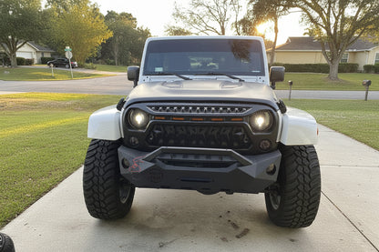 Jeep Wrangler JK Shark Grille with Amber Lights - Matte Black (2007-2018)