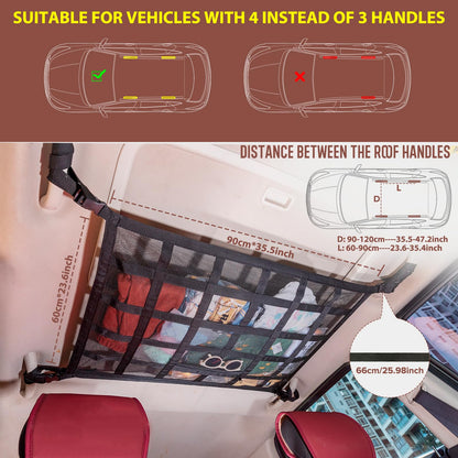 SUV Roof Cargo Net - 35.4"x23.6" Double-Layer Mesh for F-150, Jeep, CRV, RAV4 & Van