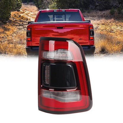 Dasbecan Left Driver Side Tail Light Assembly Rear Lamp LED Type Compatible With Dodge Ram 1500 2019 2020 2021 2022 2023 Blind spot module can be installed (Red Cover)