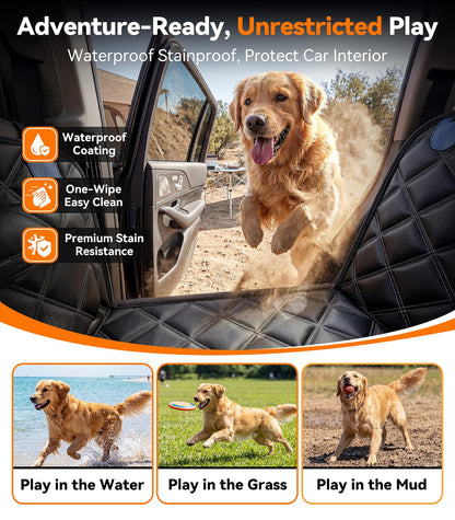 Waterproof 600D Dog Hammock - Safe/Large Space for Backseat, Fits Sedan/SUV/Truck, Passenger Seat Access