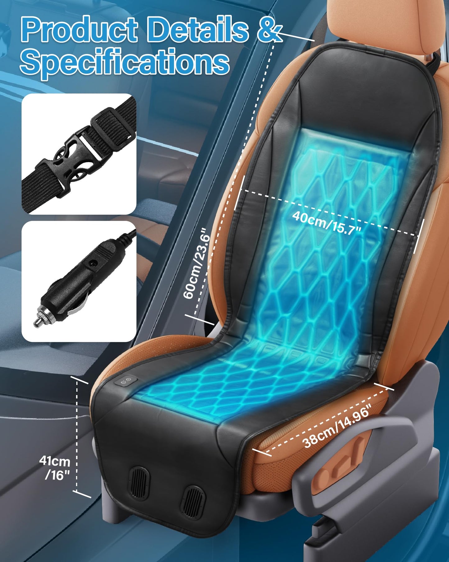 Active Cooling Car Seat Cushion with 3 Modes