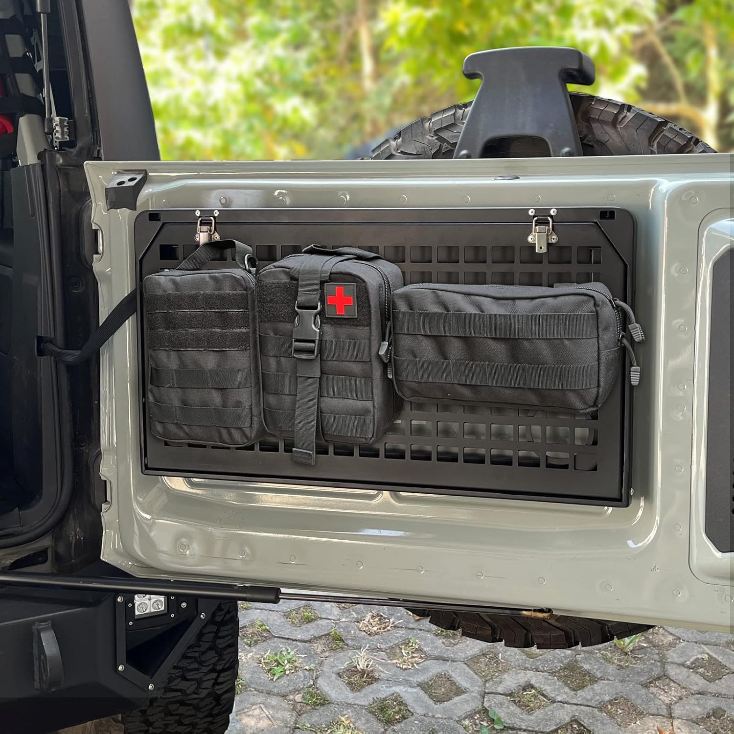 MAIKER Tailgate Table Folding 2-Tier Rear Camping Cargo Storage Shelf for Ford Bronco Accessories 2021 2022 2023 2/4 Doors, Aluminum Alloy