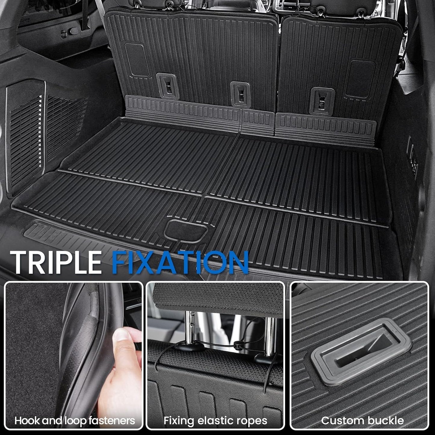 Cargo Mat Backrest Mats for 2021-2024 2025 Chevrolet Chevy Suburban/GMC Yukon XL SUV Car Mat Accessories, All Weather TPE Trunk Cargo Liner(Cargo Mat+3rd Row Backrest Mat)