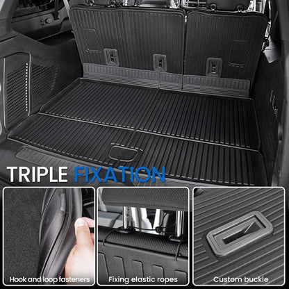 Cargo Mat Backrest Mats for 2021-2024 2025 Chevrolet Chevy Suburban/GMC Yukon XL SUV Car Mat Accessories, All Weather TPE Trunk Cargo Liner(Cargo Mat+3rd Row Backrest Mat)