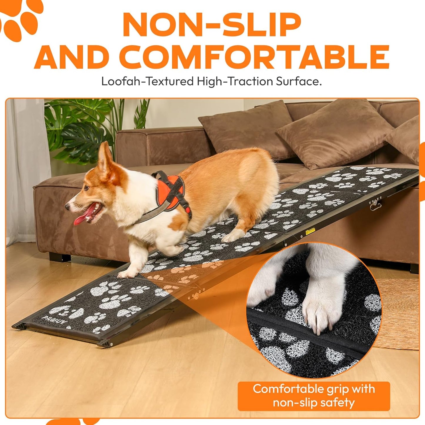 71"x17.2" Folding Dog Ramp - 250 lb Capacity, Non-Slip Wide Surface for SUV/Truck/Car/Bed