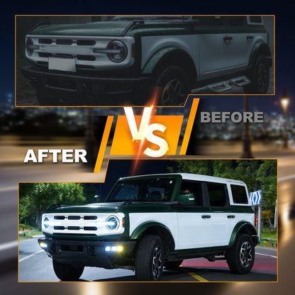 Bronco Zone LED Fog Lights, White/Amber DRL