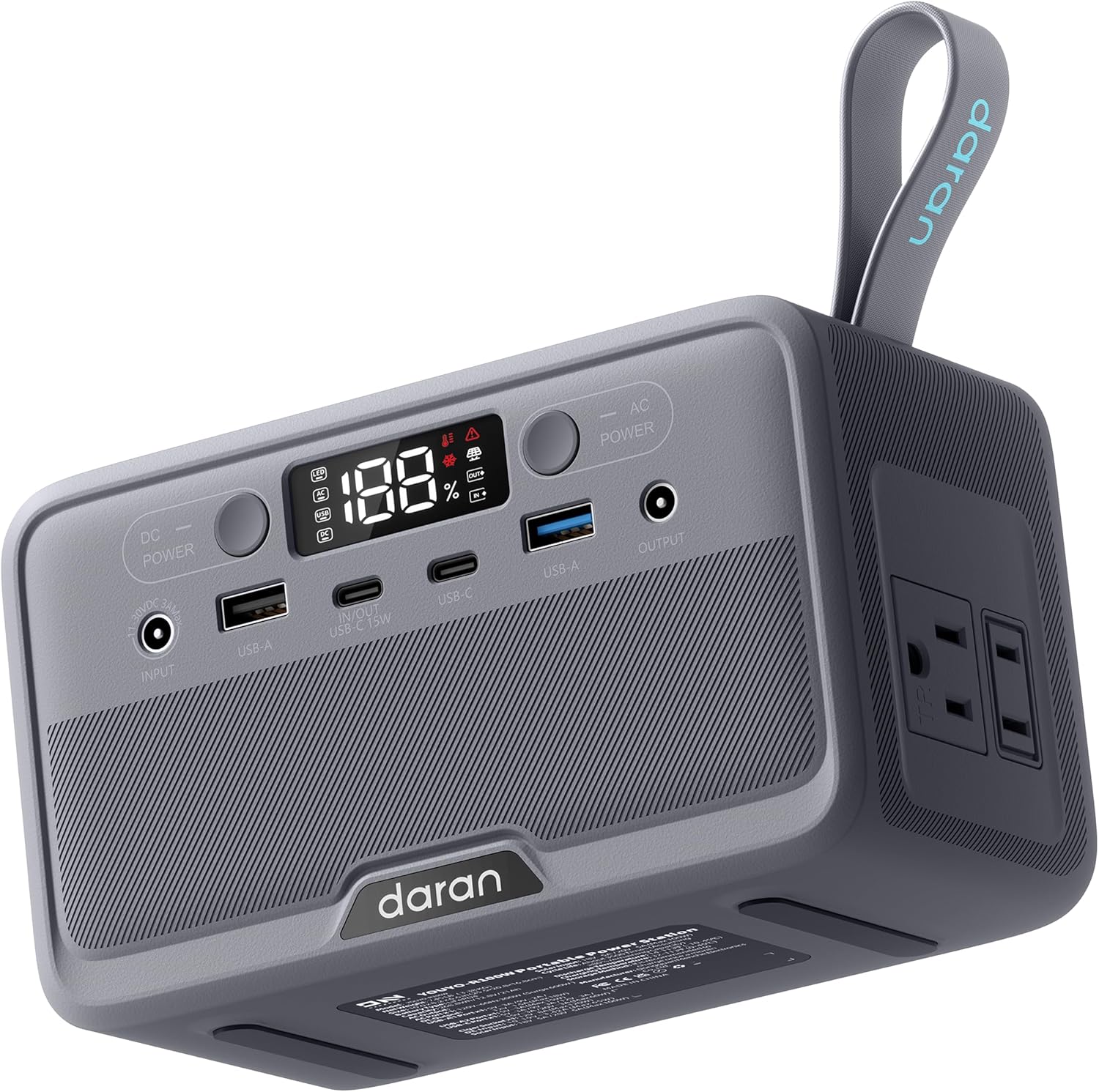 Portable Power Station 28000mAh LiFePO4 Battery, 100W (200W Surge) AC Laptop Power Bank Fast Charging with 4-Port USB & PD, Solar Generator for Outdoor Camping, Emergency, Travel (TSA Approved)