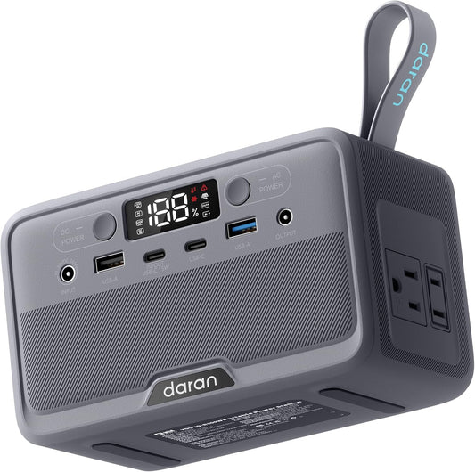 Portable Power Station 28000mAh LiFePO4 Battery, 100W (200W Surge) AC Laptop Power Bank Fast Charging with 4-Port USB & PD, Solar Generator for Outdoor Camping, Emergency, Travel (TSA Approved)