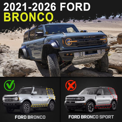 6" Two-Stair Running Boards for 2021-2026 Ford Bronco 4-Door - Carbon Steel Nerf Bars