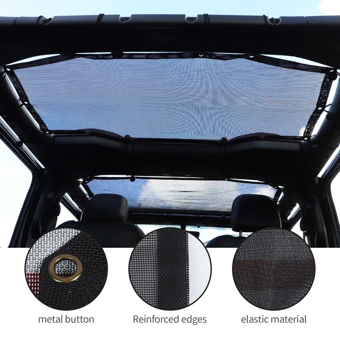 2-Piece Mesh Sun Shade for 2007-2018 Jeep Wrangler JK 4-Door - Front & Rear UV Protection