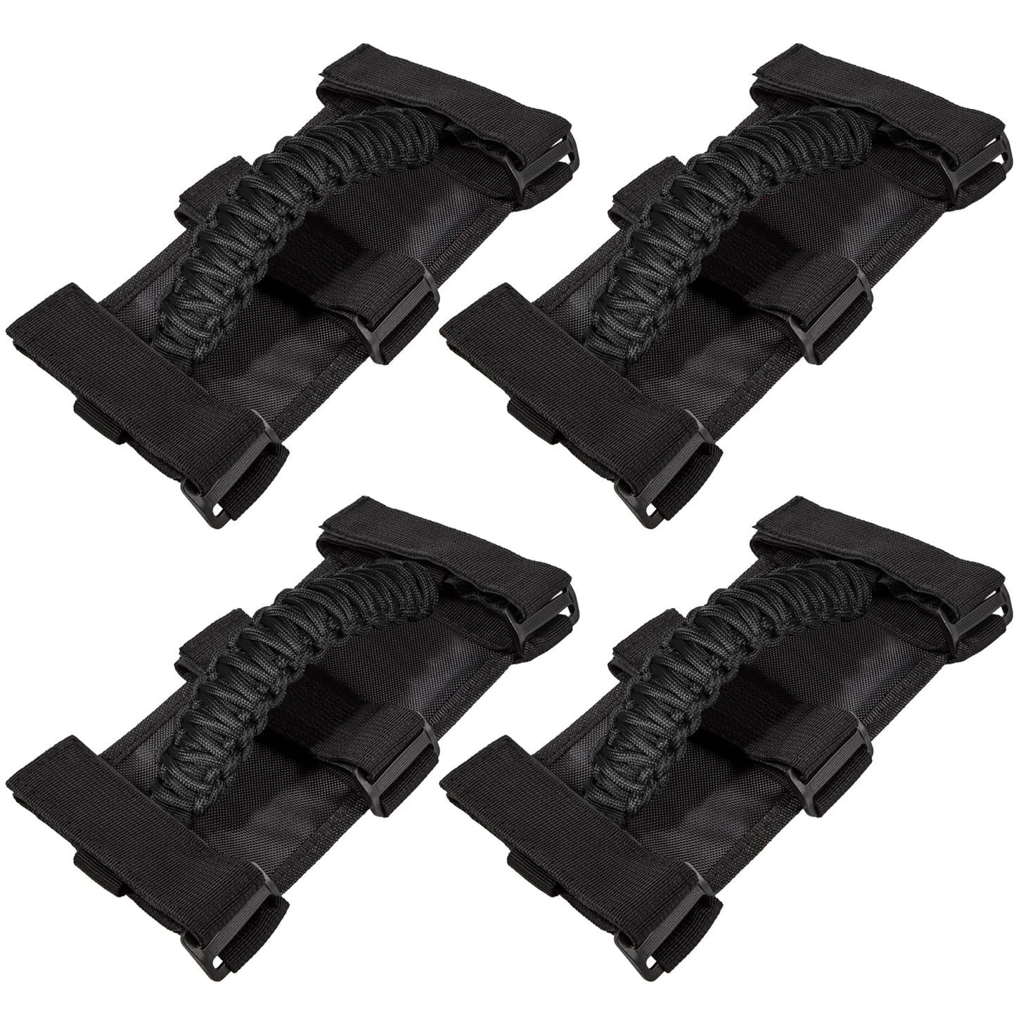 4-Pack Roll Bar Grab Handles for Jeep Wrangler & Gladiator (1955-2023, Black)