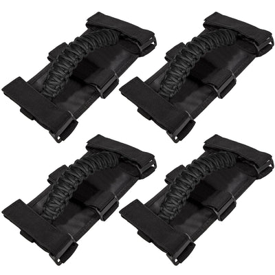 4-Pack Roll Bar Grab Handles for Jeep Wrangler & Gladiator (1955-2023, Black)