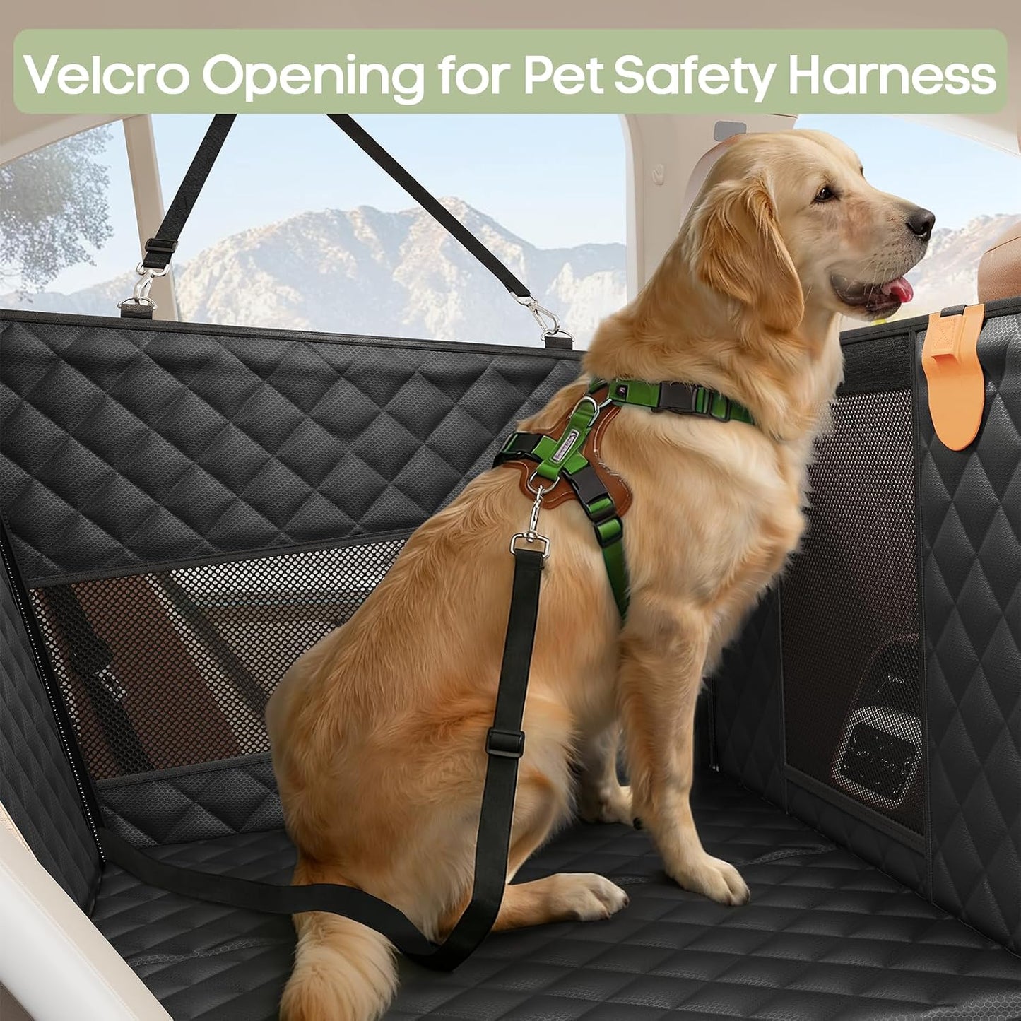 Hard-Bottom Dog Seat Extender w/3 Mesh Windows - Waterproof Strong Support for Car/Truck/SUV