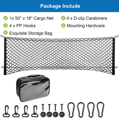 Heavy Duty Elastic Cargo Net (18"x50") for Ford, Chevy & GMC Pickup Beds