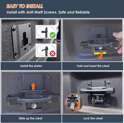 4Pcs Truck Bed Tie Down Anchors Boxlink Cleats & Plates Compatible with Ford F150 F250 F350 & Raptor 2015-2024 2025