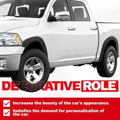 4-PCS Fender Flares for 2009-2018 Ram 1500 & 2019-2023 Classic Fleetside - Textured Black Rivet Style