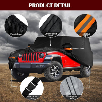 Waterproof Car Cover for 2006-2025 Jeep Wrangler 4-Door - with Driver Door Zipper