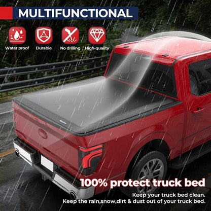 MOSTPLUS Quad Fold Soft Truck Bed Tonneau Cover On Top Compatible for 2015-2024 2025 Ford F150 F-150 Bed Fourth Fold Styleside 5.5 FT Bed Cover