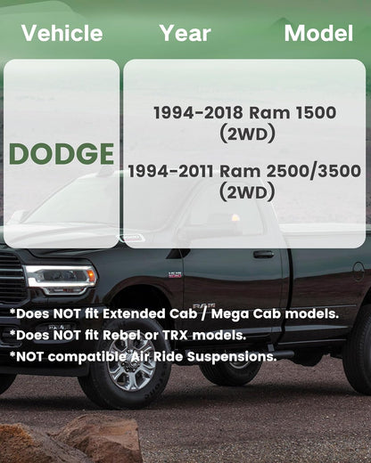 3" Front PU Leveling Spacers for 1994-2018 Ram 1500 2WD & 1994-2011 Ram 2500/3500 2WD
