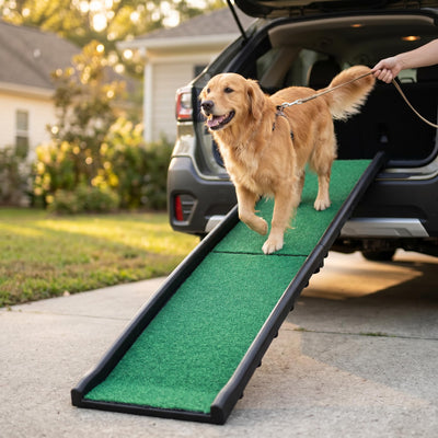 PawStep Foldable Pet Ramp - Poly Grass Non-Slip Surface, Lightweight for Cars/SUVs/Beds/Couches