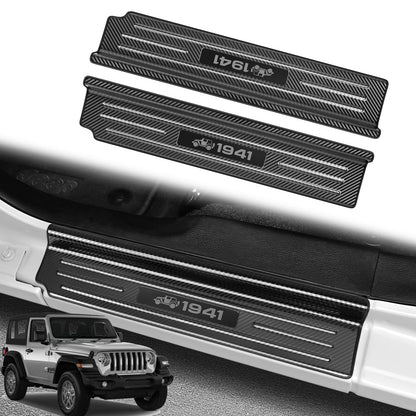 4-PCS Brushed Stainless Door Sill Protectors for 2018-2026 Jeep Wrangler JL & Gladiator JT - Front/Rear Pedal Kick Protection