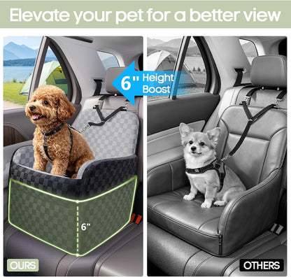 Elevated 6" Dog Booster Seat - Memory Foam, 26 lb Capacity, Removable Cover w/Storage Pockets