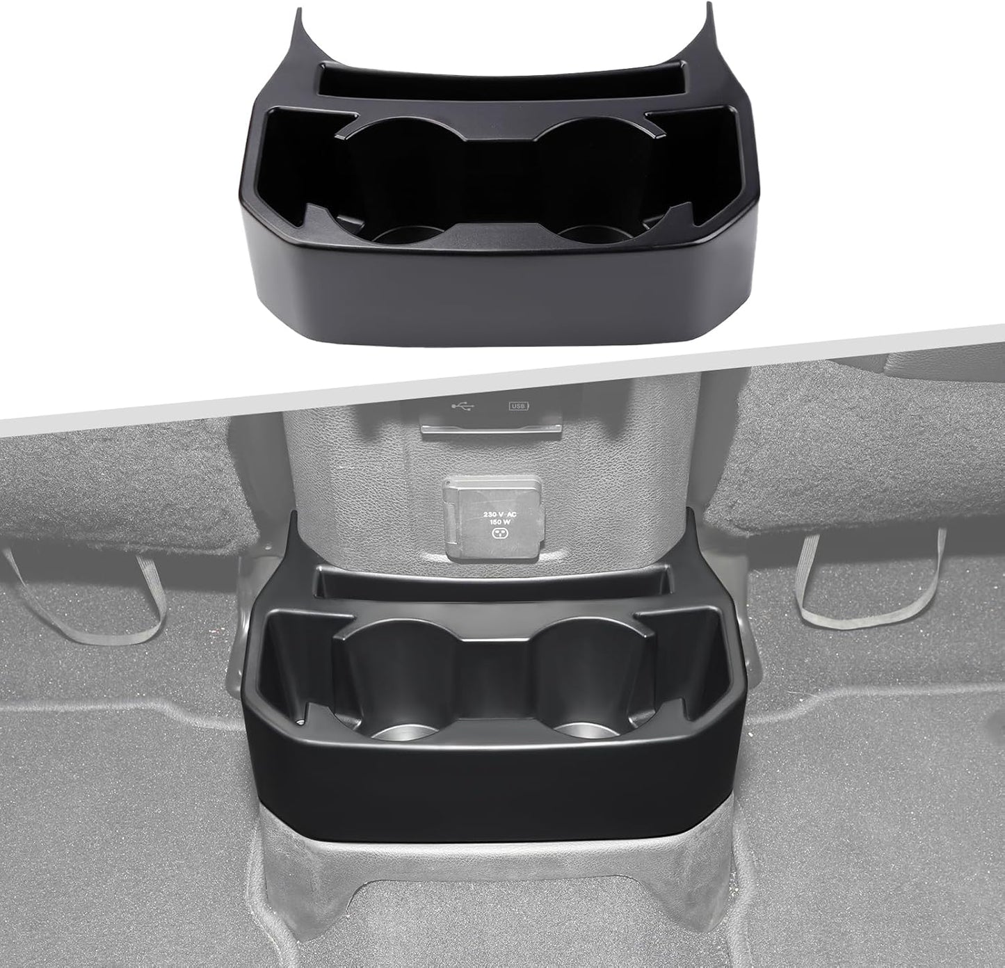 Dual Rear Cup Holder Tray for 2018-2025 Jeep Wrangler JL & Gladiator JT - Back Seat Organizer