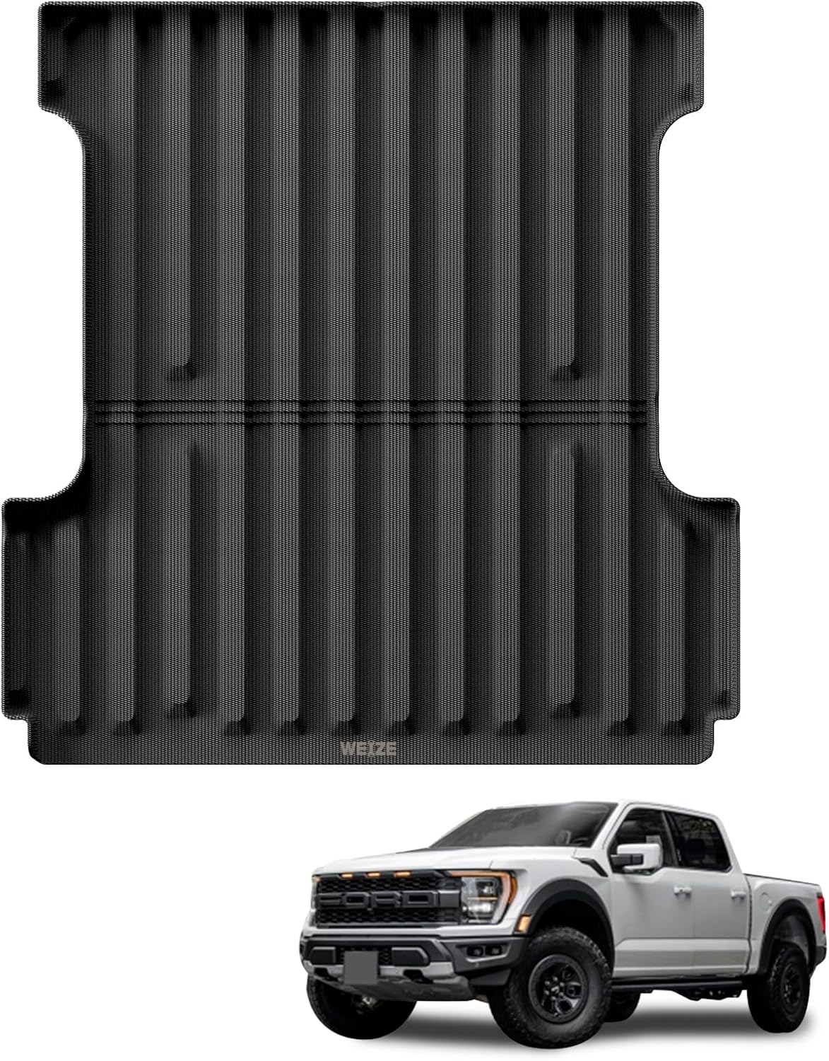 WEIZE Truck Bed Mat for Ford F-150 2015-2025/F-150 Lightning 2022-2023 5.5ft (5'6", 67.1in), All Weather Protection TPE Truck Bed Liner Durable Easy Clean Black