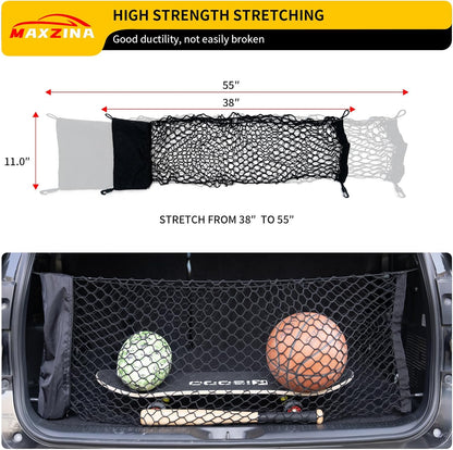 Cargo Net Compatible with 2015-2025 Chevy Tahoe Truck Bed Cargo Net 3.15'×0.92' Double Layer Envelope Style Dense Mesh Trunk Organizer for 2024 Tahoe Exterior Accessories