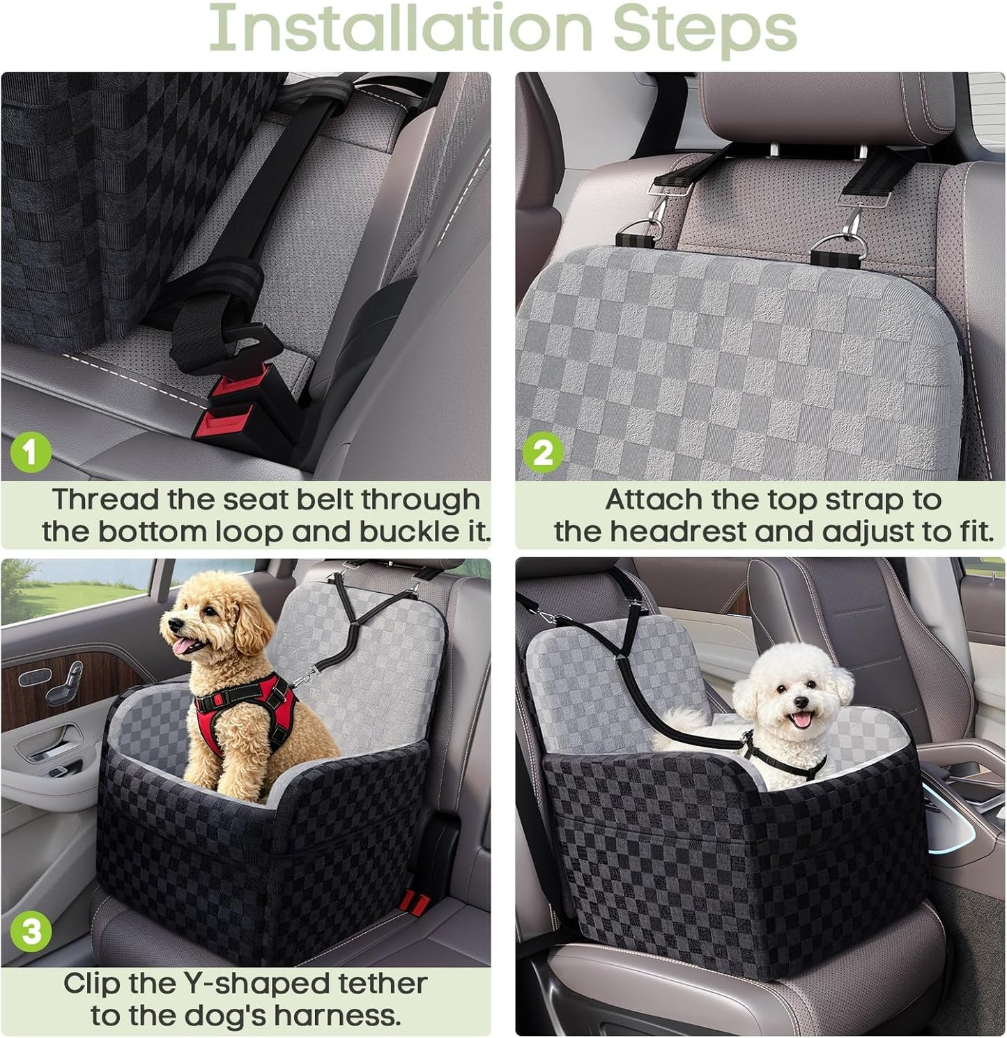 Elevated 6" Dog Booster Seat - Memory Foam, 26 lb Capacity, Removable Cover w/Storage Pockets