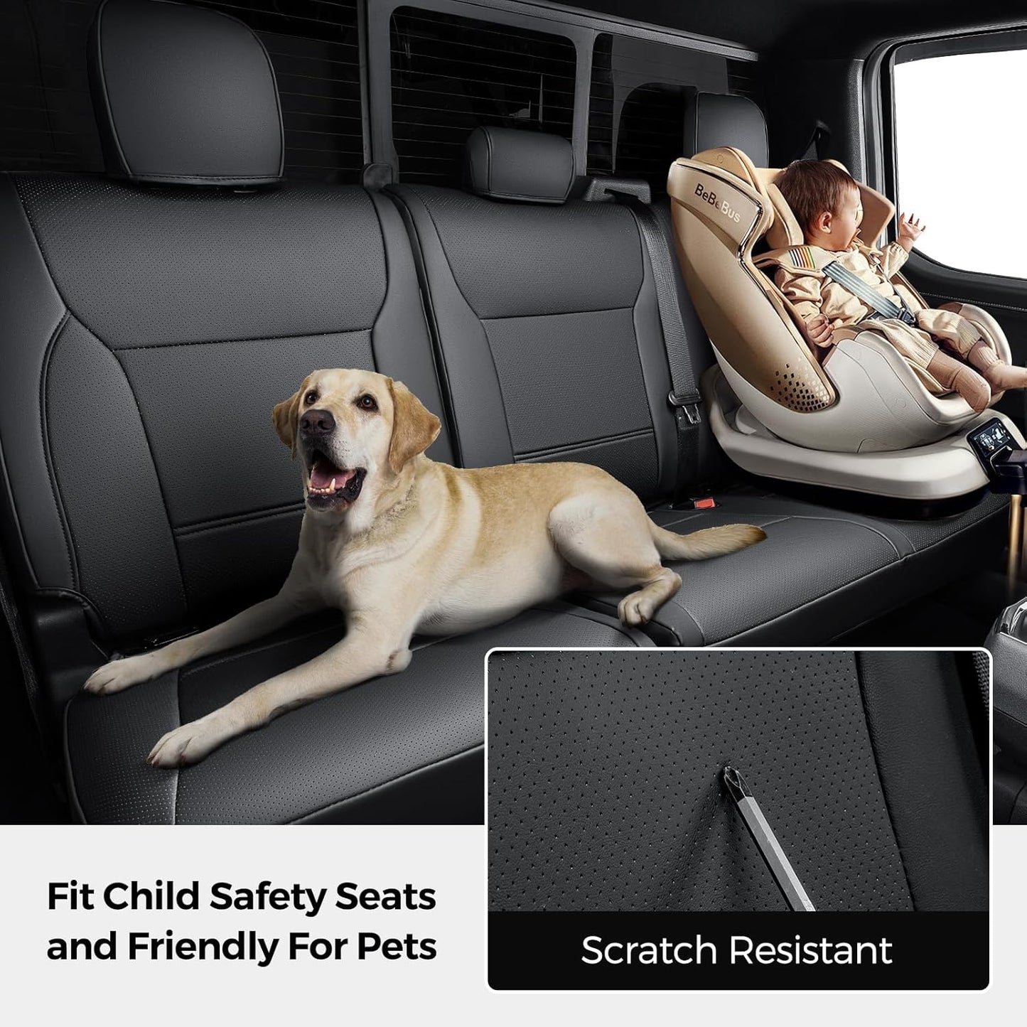 CreekT® Full Set Leather Seat Covers for Ford F150 2015-2025, Waterproof Pickup Seat Covers Custom Fit for Ford F-150 Accessories, for F150 2020 2021 2022 2023 2024 2025 Super Crew/Crew Cab(XL,XLT)