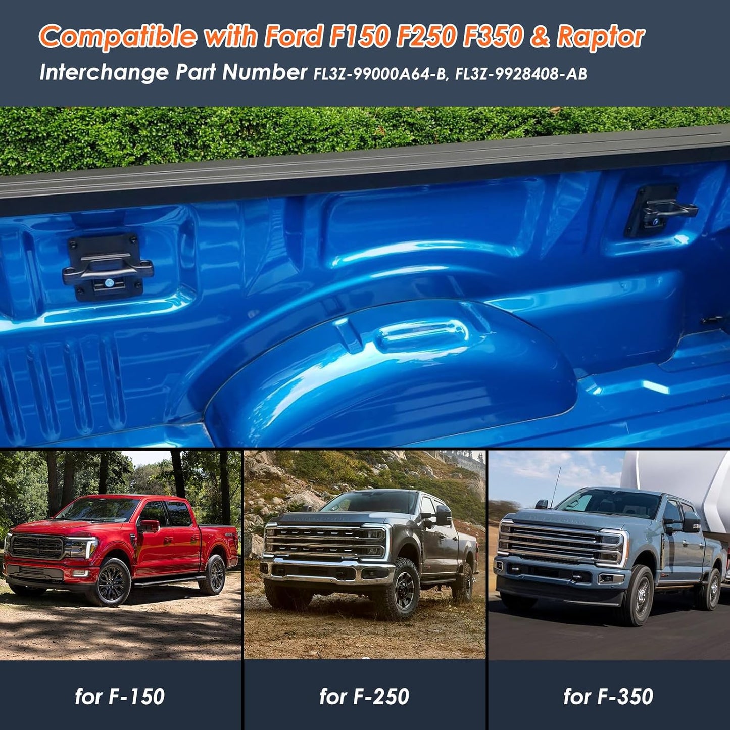 4Pcs Truck Bed Tie Down Anchors Boxlink Cleats & Plates Compatible with Ford F150 F250 F350 & Raptor 2015-2024 2025