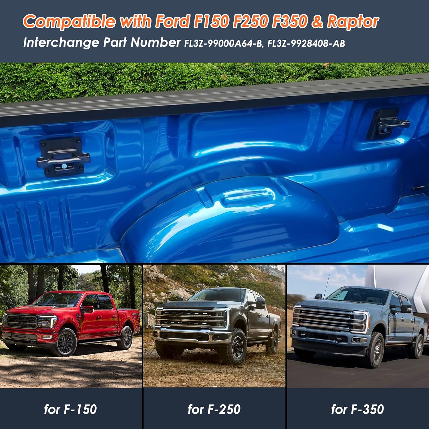 4Pcs Truck Bed Tie Down Anchors Boxlink Cleats & Plates Compatible with Ford F150 F250 F350 & Raptor 2015-2024 2025