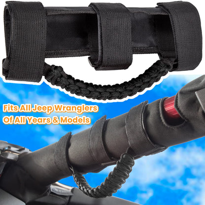 4-Pack Roll Bar Grab Handles for Jeep Wrangler & Gladiator (1955-2023, Black)