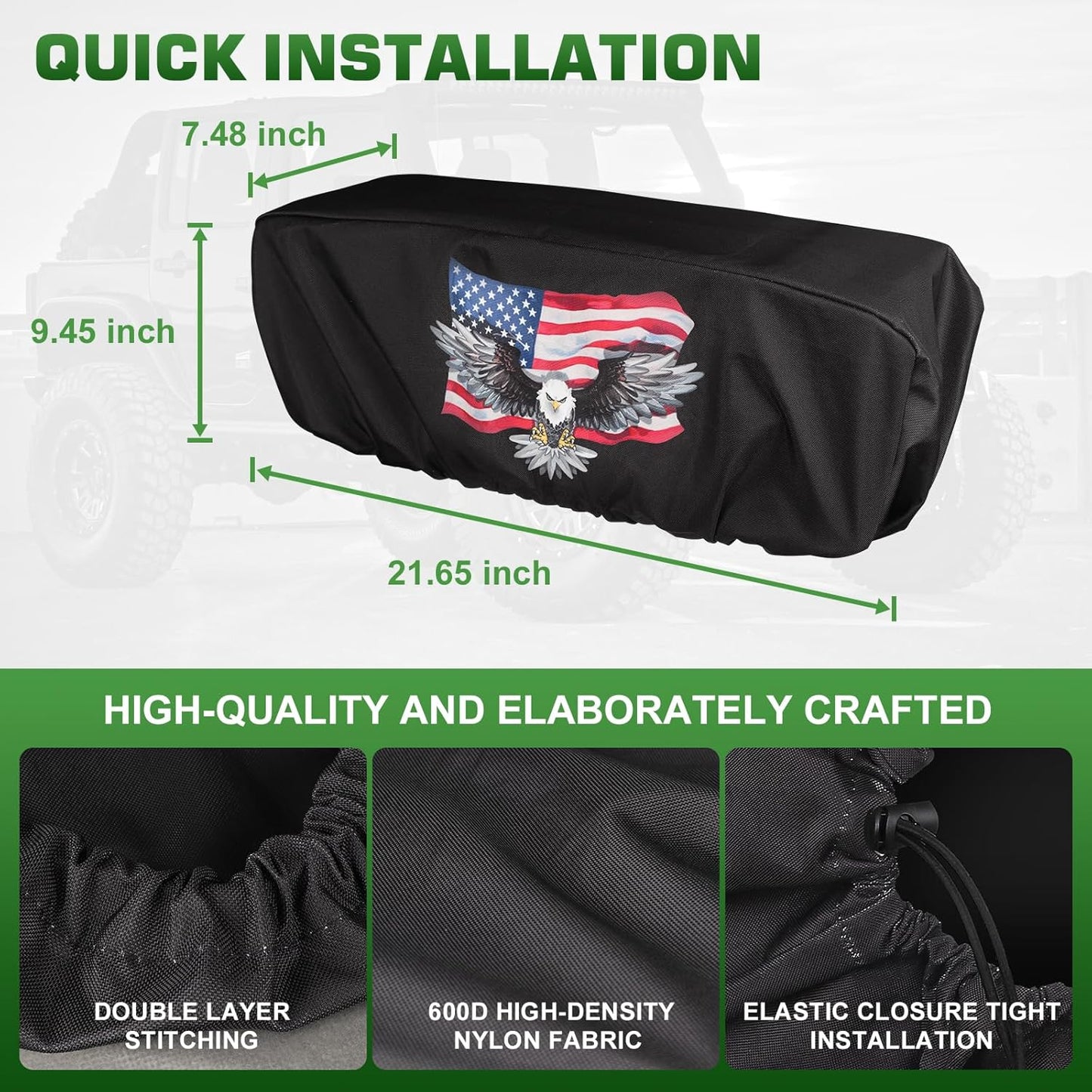 Heavy Duty Winch Cover - UV & Waterproof for 8500-17500 lbs, Universal Fit