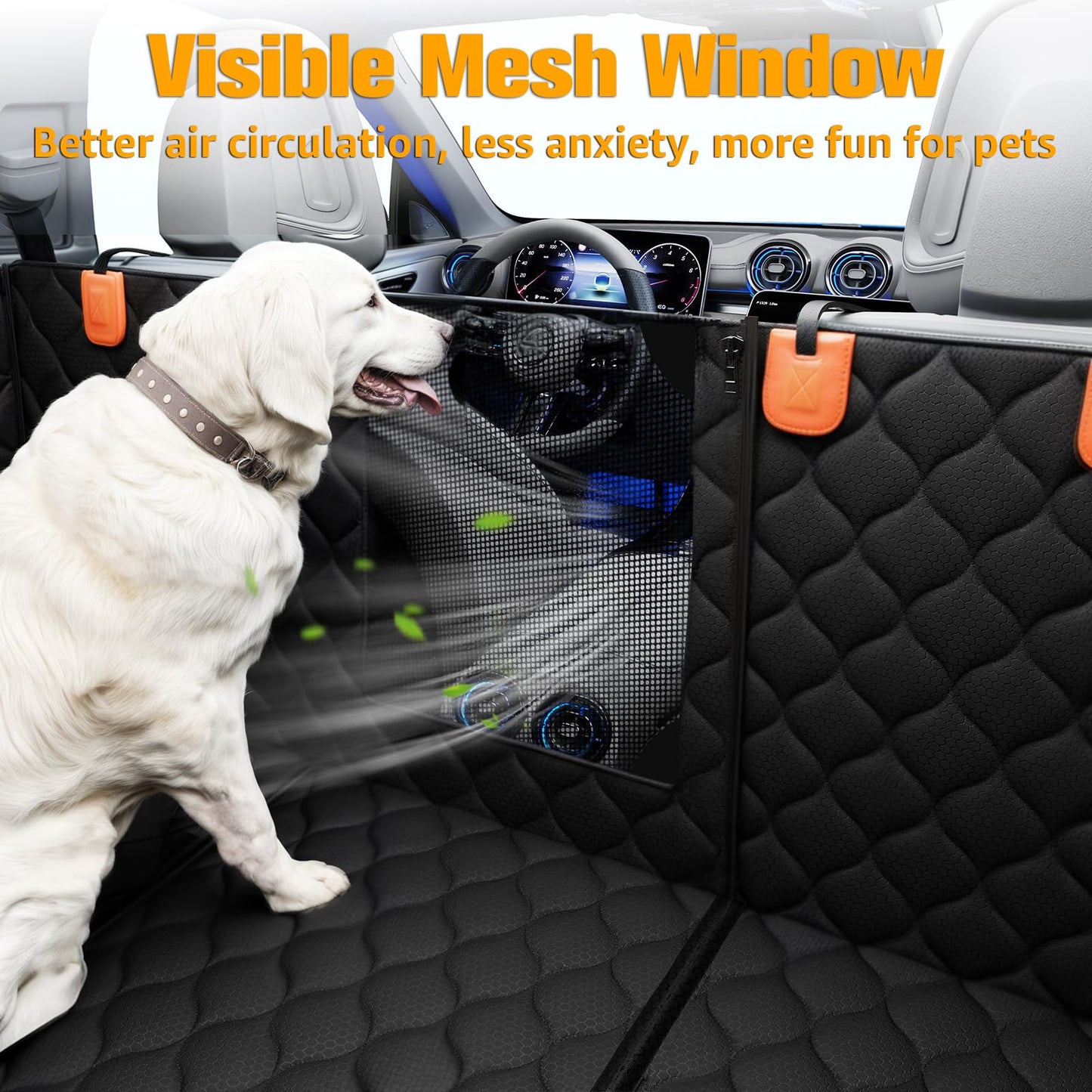 Convertible Dog Car Seat Extender, Waterproof Hammock with Mesh Window