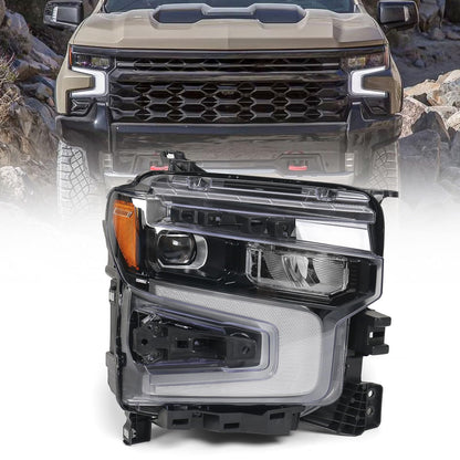 Huray LED Headlight for Chevy Silverado 1500 2022 2023 2024 ZR2 Model LED Head Lamp (Black, Driver Side (Left))