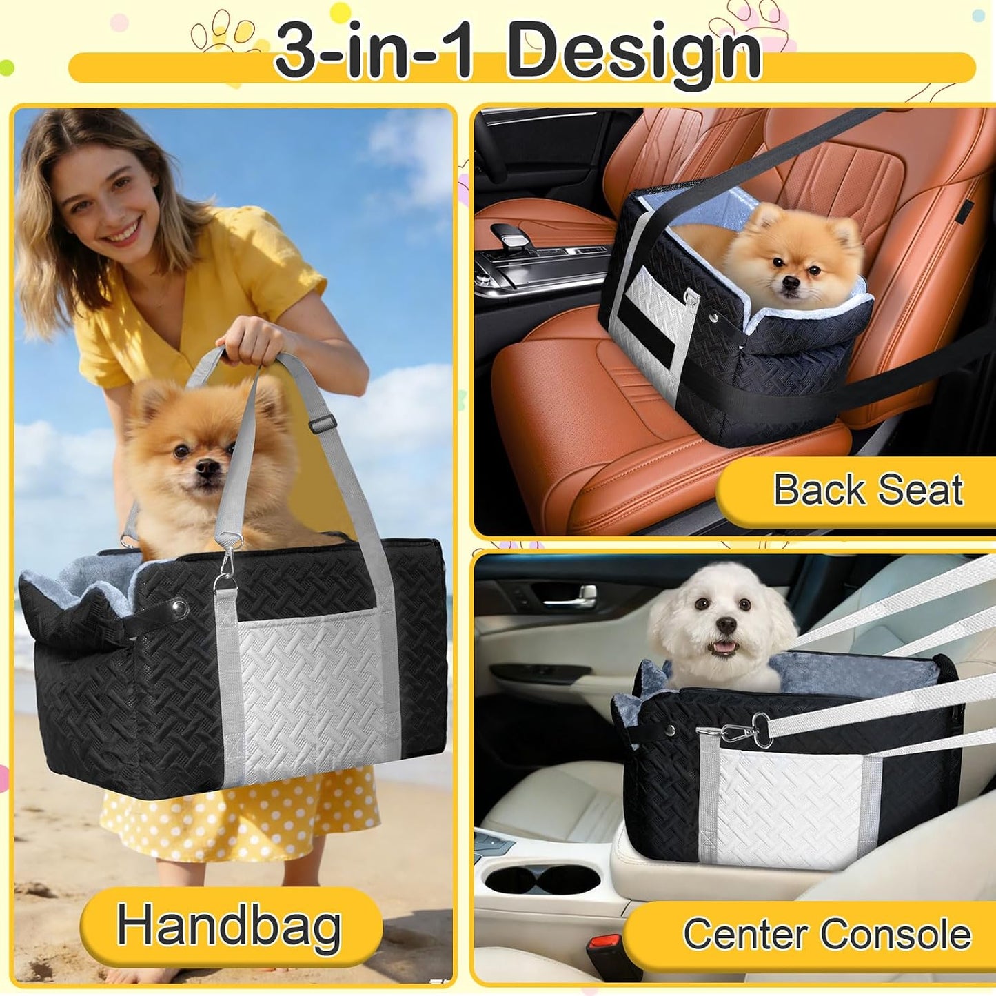 Center Console Dog Booster Seat - Safety Net, 0-15 lbs for Small Pets/Puppies/Cats