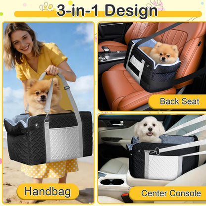 Center Console Dog Booster Seat - Safety Net, 0-15 lbs for Small Pets/Puppies/Cats