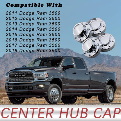 Chrome Dually Wheel Center Cap for 2011-2018 Dodge Ram 3500 DRW - 8-Lug 10-Hole Alloy