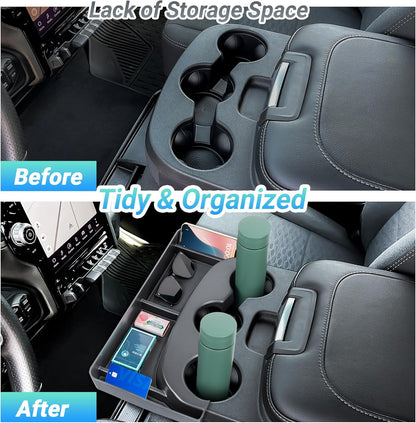 Front Cup Holder Storage Tray for 2013-2024 Ram 1500/Classic & 2500/3500 - Fits 3-Cup Jump Seat
