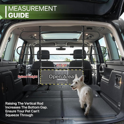 Adjustable Dog Barrier 34"-60"W x 30"-50"H - Strong Metal Tubing for SUV/Car/Truck/Minivan (Black)