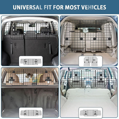 Triple-Folding Adjustable Dog Barrier - 36.6"-60.6", Heavy-Duty Wire Mesh for SUV/Van/Truck